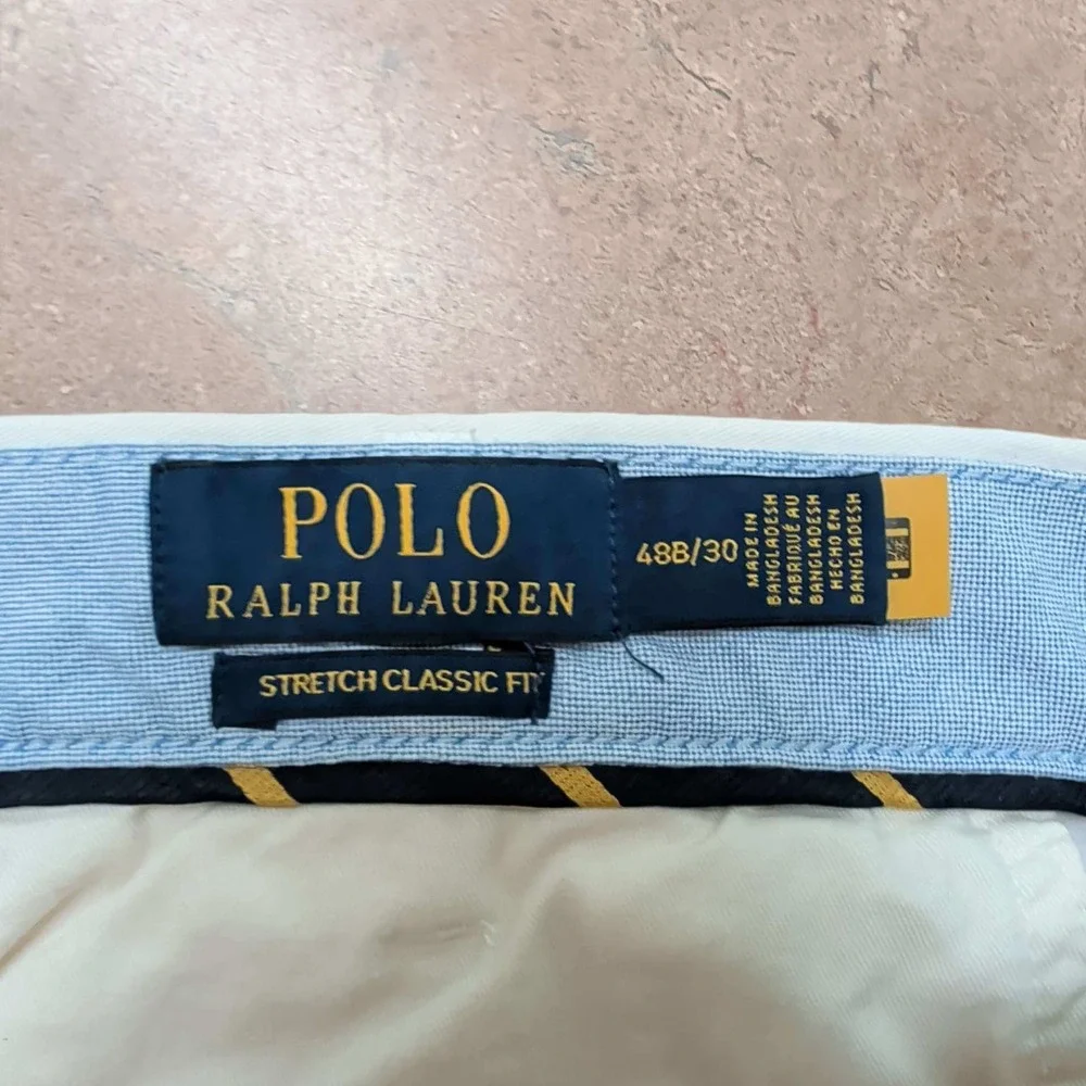 Polo Ralph Lauren Chino Pants Mens 48x30 White Stretch Classic Fit Cotton Pony